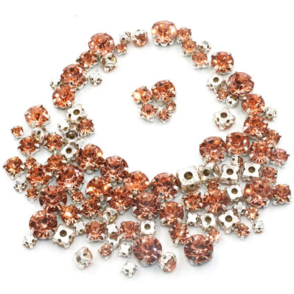 Hot Sale 100pcs/bag Mix Size Glass Crystal Stones Clothing Loose Beads Silver Claw Setting Sew On Rhinestones Diy Wedding Dress