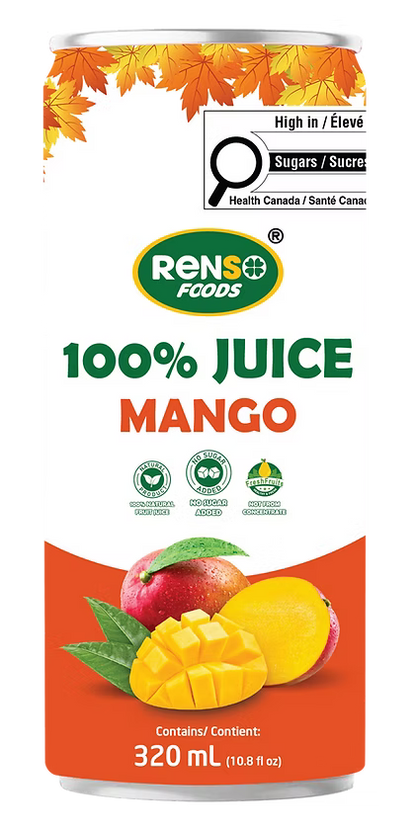 010. RENSO Jus 100% Mangue (320 ml, 24 canettes/caisse)