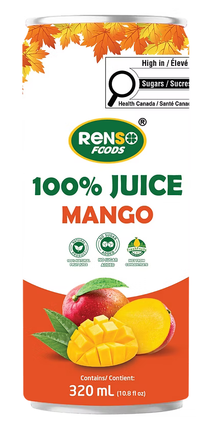 010. RENSO 100% Juice Mango (320ml, 24 cans/case)