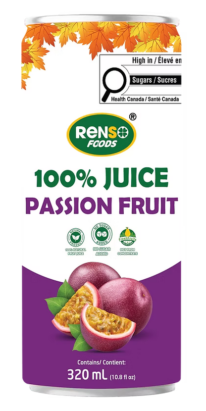011. Jus de fruits de la passion 100% RENSO (320 ml, 24 canettes/caisse)