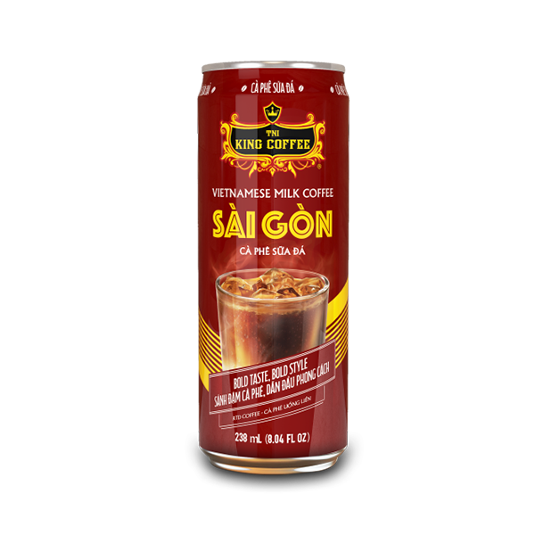 KING COFFEE Saigon Iced Milk Coffee - Ready to Drink - 238ml Can - Pack of 6 Cans
