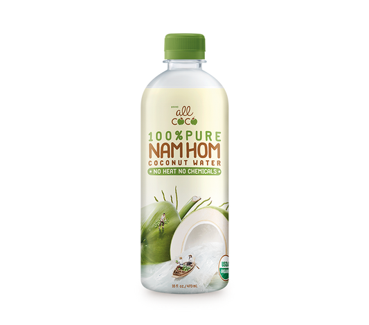 100% Pure Organic Nam Hom Coconut Water (All Coco Brand) - 473 ml x 12