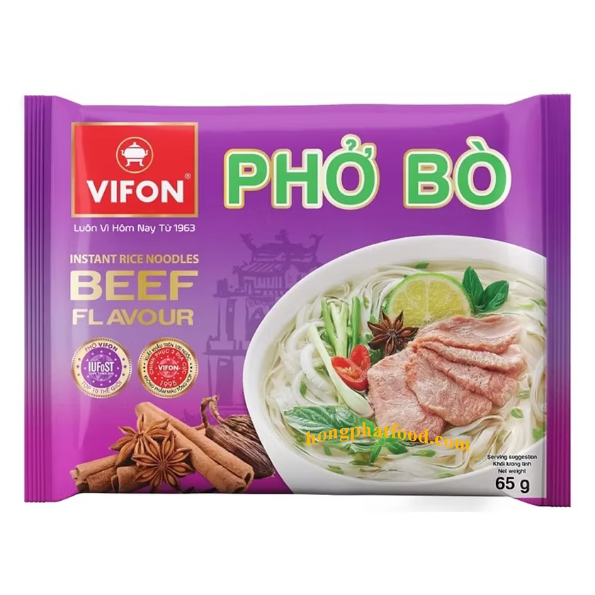 033. Nouilles instantanées de riz de style vietnamien saveur bœuf VIFON (60g, 4 sachets/paquet, 6 paquets/caisse)