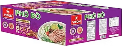 033. Nouilles instantanées de riz de style vietnamien saveur bœuf VIFON (60g, 4 sachets/paquet, 6 paquets/caisse)