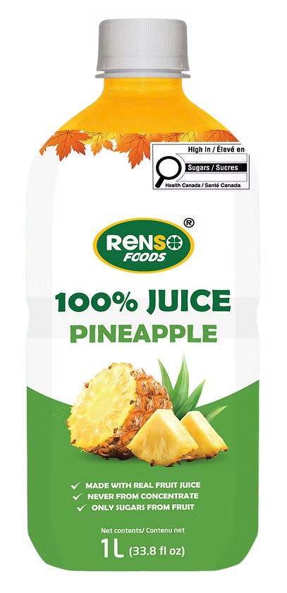 007. RENSO Pur Jus Ananas (1L, 12 bouteilles/caisse)