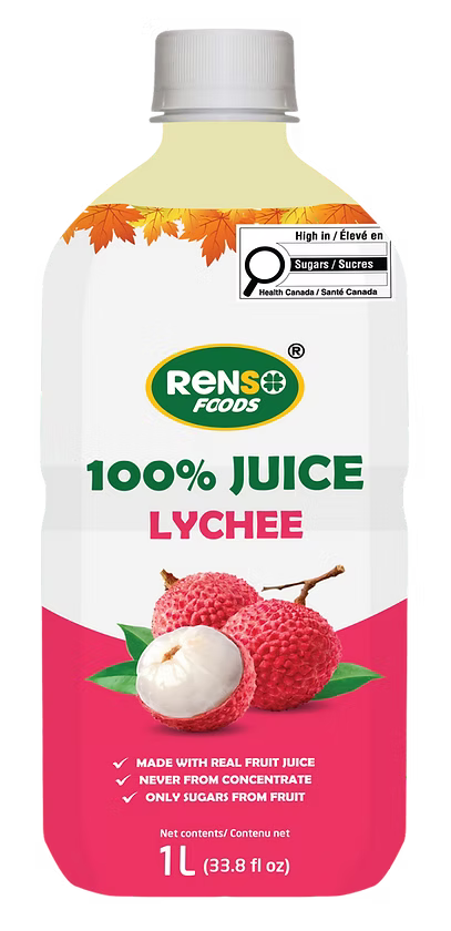 009. RENSO 100% Juice Lychee (1L, 12 Bottles/case)
