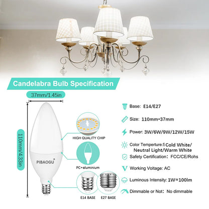 10PCS LED Candle Bulbs Light AC85-265V E14 E27 LED Candle Bulbs LED Ceiling Light Decoration LED Chandelier For Home Living Room