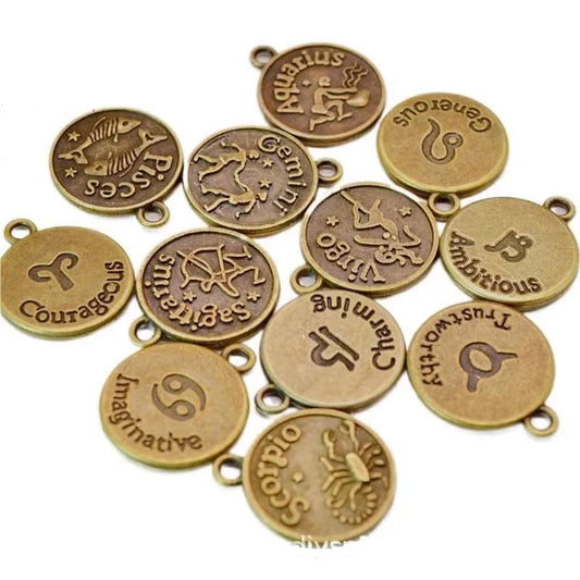 Pendentif vintage en bronze signe du zodiaque breloque Constellation pour journal de voyage carnet accessoire décoratif