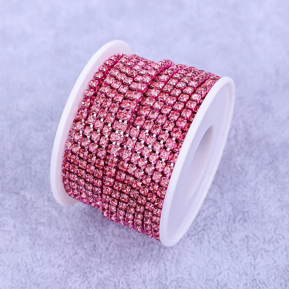 Crystal 10 Yard Rhinestones Trim Stone Cup Chain Gold Diamond Strass Decorative Applique Crystal Trimmings For Dresses