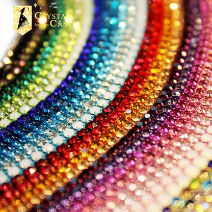 Rhinestones Chain Roll Tassel 1/10Yard Crystal Ribbon Strass Banding Sew On Gold Rhinestone Trim Strip Cup Chains For Needlework