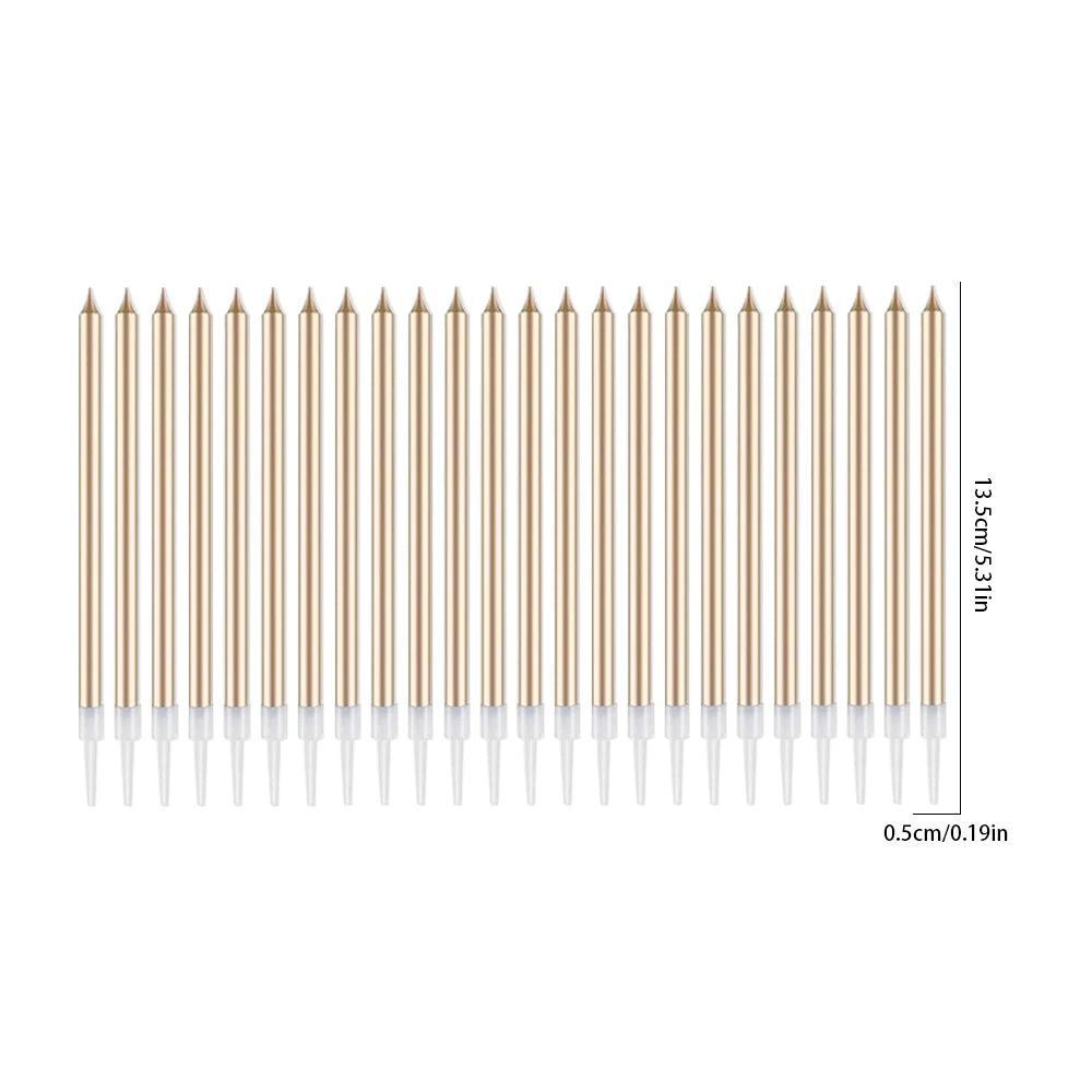 24Pcs/12PCS Champagne Gold Candles Cake Topper  for Birthday Wedding Party DIY Decoration Supply Cake Decoration