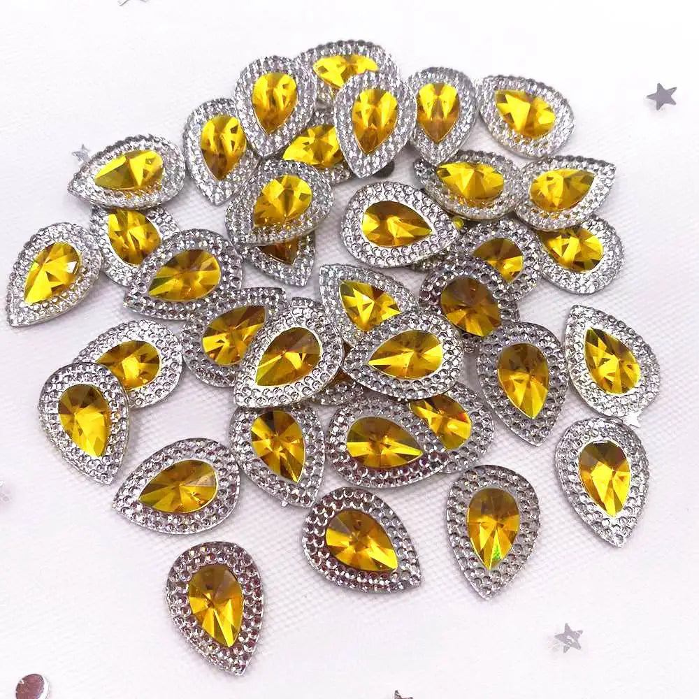 Resin Shiny Double Color Convex Crystal Drop Flatback Rhinestone  Applique DIY Wedding Scrapbook Accessories Ornament Craft