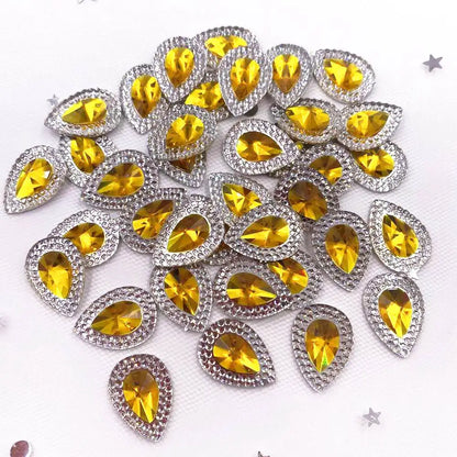 Resin Shiny Double Color Convex Crystal Drop Flatback Rhinestone  Applique DIY Wedding Scrapbook Accessories Ornament Craft