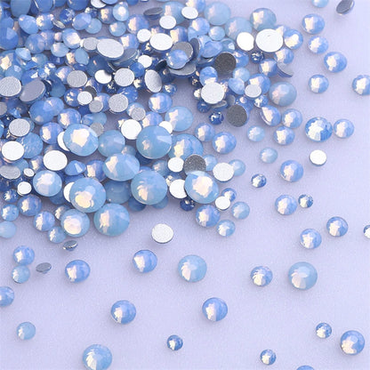 1440Pcs Mix Size Glass Flatback Rhinestone Glitter Crystal AB Round Diamond Non Hotfix Glue On Stone for DIY Nail Art Decoration