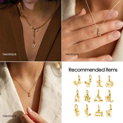 12 signes du zodiaque Pendentif Accessoires Collier Constellation en Acier Inoxydable Cadeau d'Anniversaire