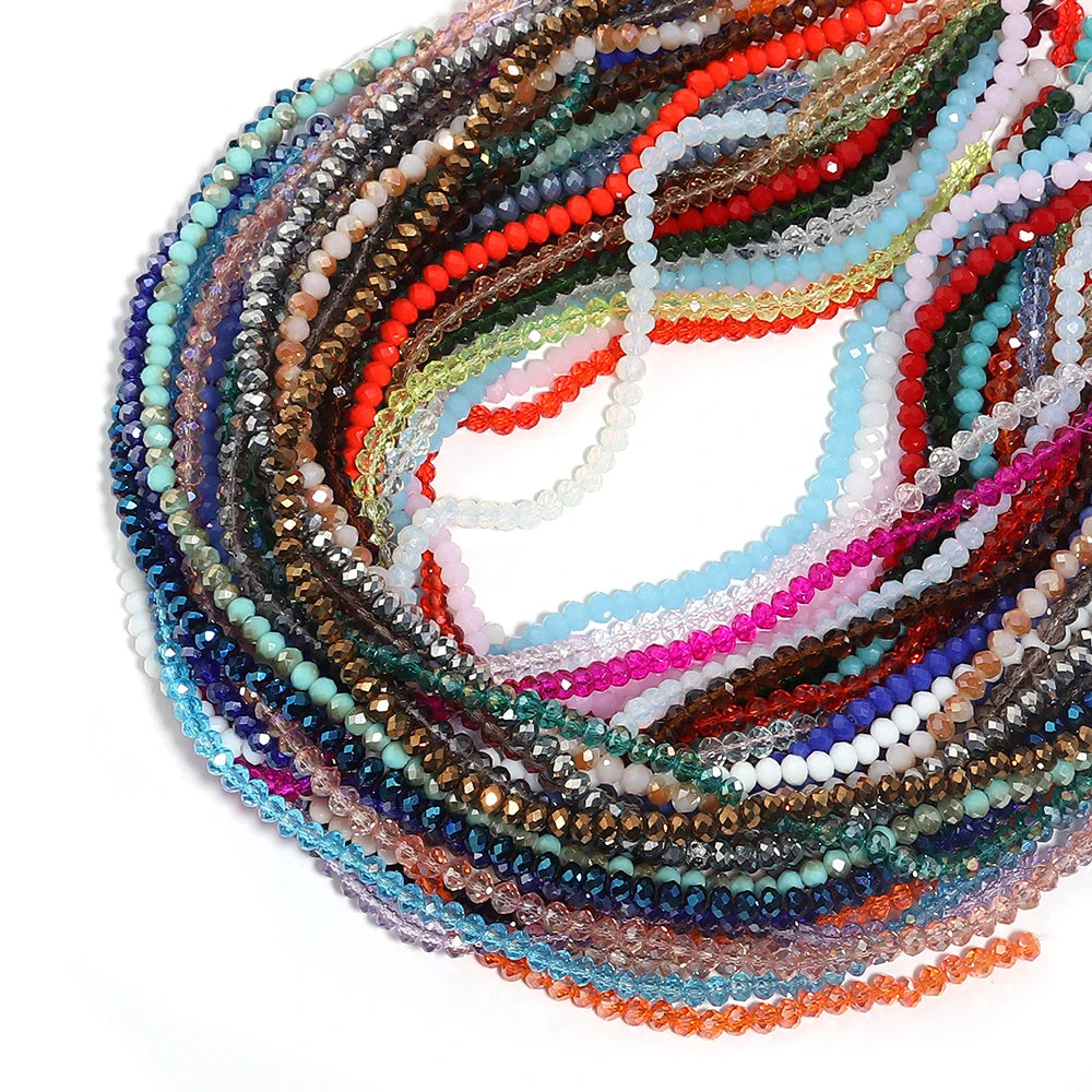 1Strand/Lot 3 4 6 8 10mm Rondelle Flat Faceted Crystal Beads Glass Spacer Beads For DIY Crafts Ornament Making Handmade Accesso