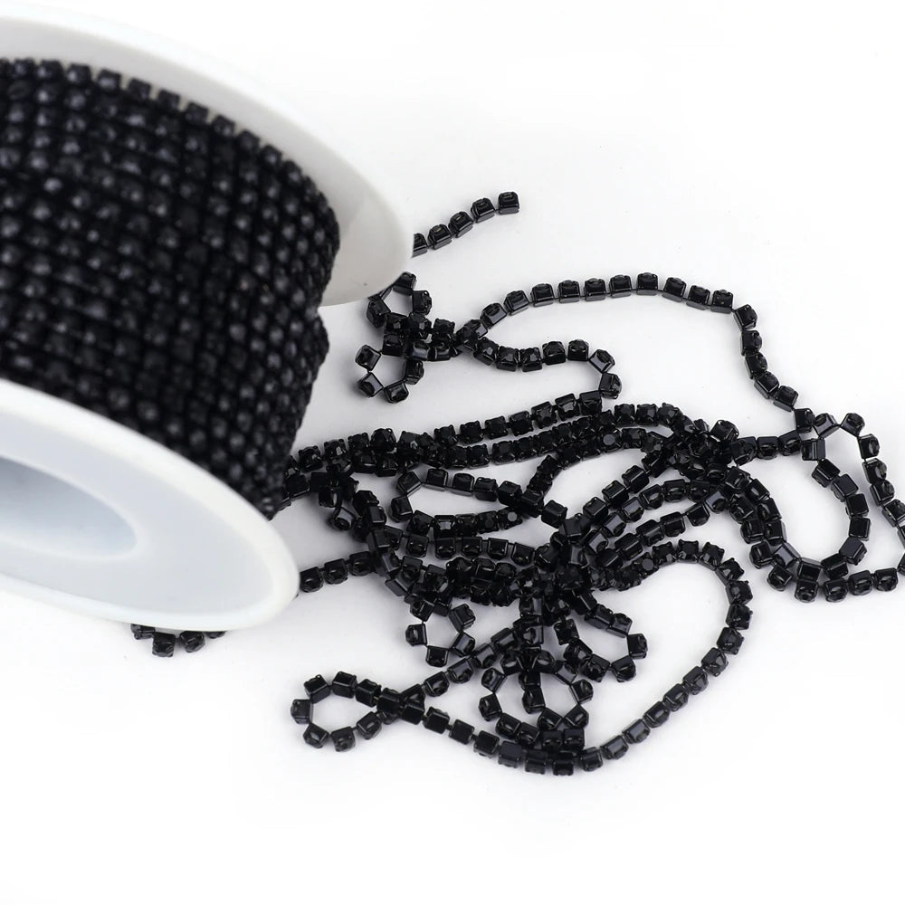 Crystal 10 Yard Rhinestones Trim Stone Cup Chain Gold Diamond Strass Decorative Applique Crystal Trimmings For Dresses