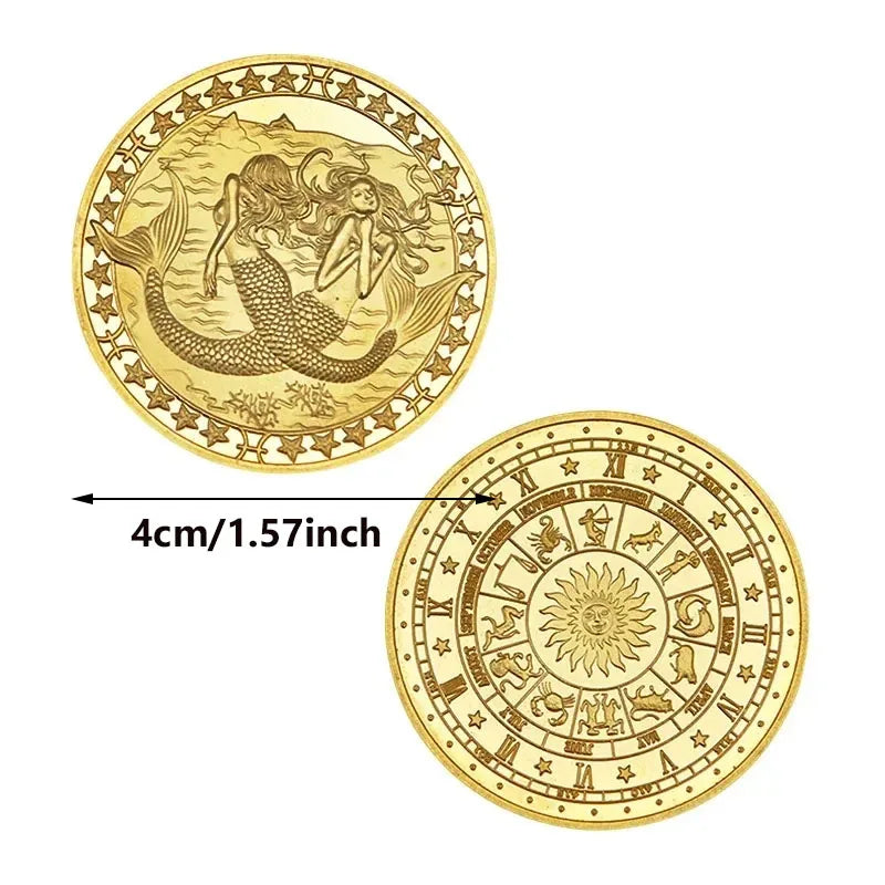 Pièce de monnaie souvenir du zodiaque de 4 cm, collection physique à collectionner, métal porte-bonheur, décorations d'intérieur antiques