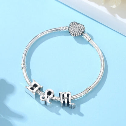 Original 925 Sterling Silver Charms Beads 12 Zodiac A-Z Letters Virgo Aries Fit Pandora Bracelets Necklaces Jewelry For Women