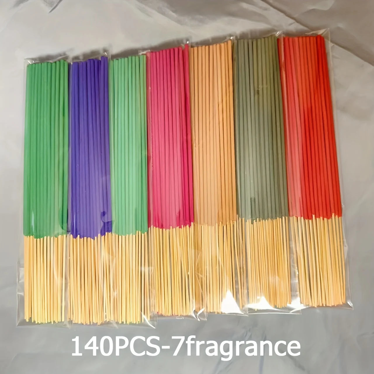 7 Sets of 140 Incense Sticks, Available in Four Seasonal Sets: Rose, Lavender, Sandalwood, Jasmine, Mint, Cherry Blossom, Herbal and Dragon Bloodwood, Each Pack Contains 20 Sticks, Suitable for Home, Office, Yoga, Meditation,