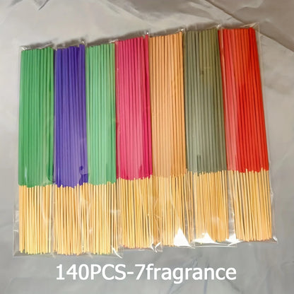 7 Sets of 140 Incense Sticks, Available in Four Seasonal Sets: Rose, Lavender, Sandalwood, Jasmine, Mint, Cherry Blossom, Herbal and Dragon Bloodwood, Each Pack Contains 20 Sticks, Suitable for Home, Office, Yoga, Meditation,