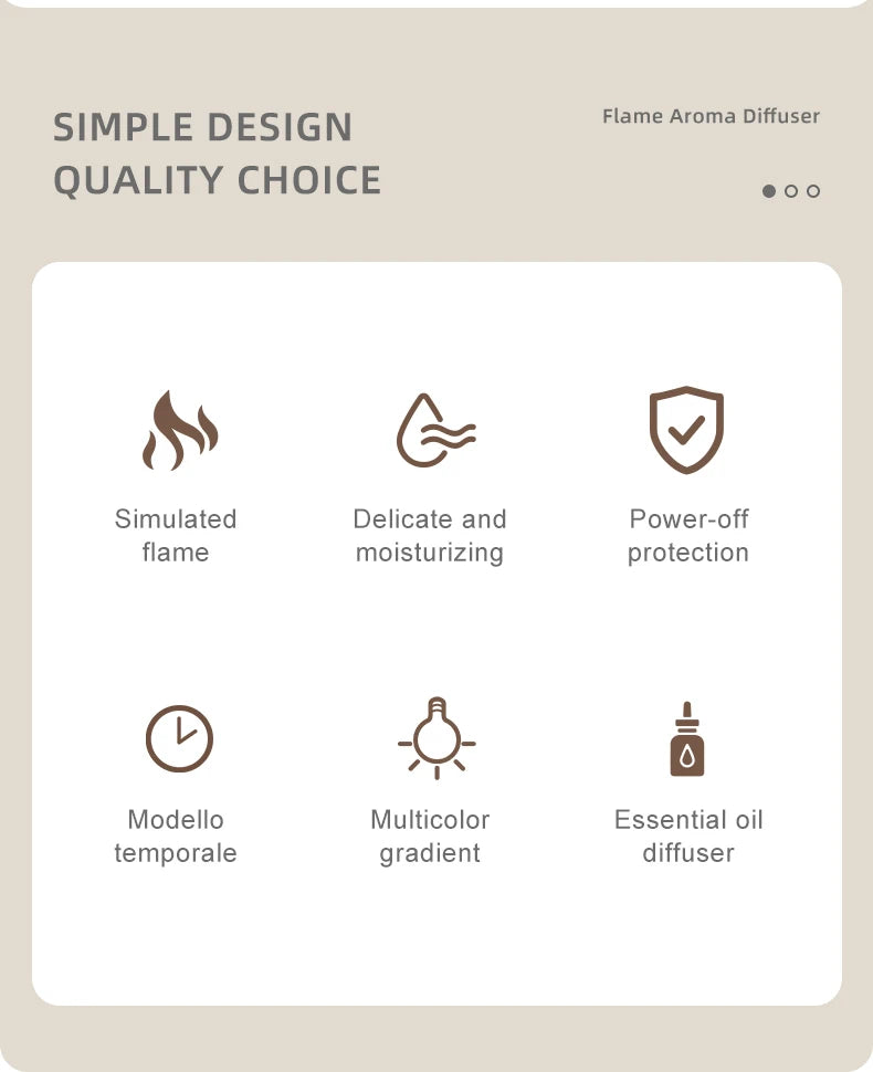 Flame Aroma Diffuser,Fragrance Essential Oil Diffuser Humidifier,with 3D Flame Night Light 120mL for Bedroom, Home and Office