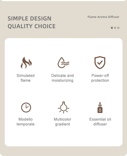 Flame Aroma Diffuser,Fragrance Essential Oil Diffuser Humidifier,with 3D Flame Night Light 120mL for Bedroom, Home and Office