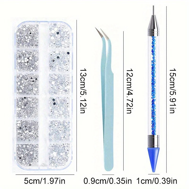 Nails Art Multi-Size Flat Back Acrylic Rhinestones 3D Crystal DIY Decorations Glitter Crystal Gem Manicure Accessories With