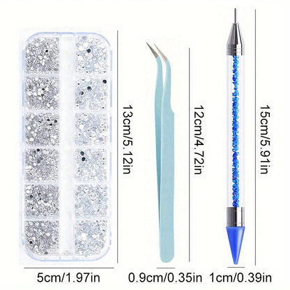 Nails Art Multi-Size Flat Back Acrylic Rhinestones 3D Crystal DIY Decorations Glitter Crystal Gem Manicure Accessories With