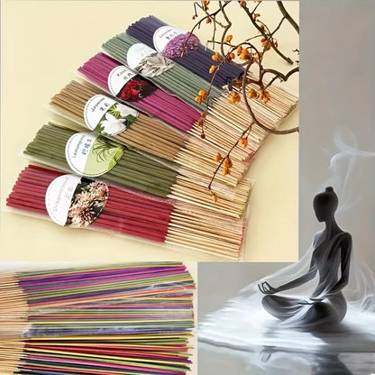 6 Sets of Approximately 126 High-Quality Incense Sticks - Including Shrubs, Lavender, Lemongrass, Dragon's Blood, Rose, Jasmine, Cherry Blossom, Suitable for Purification, Yoga Meditation, and Home Use - Perfect Gift with Lon