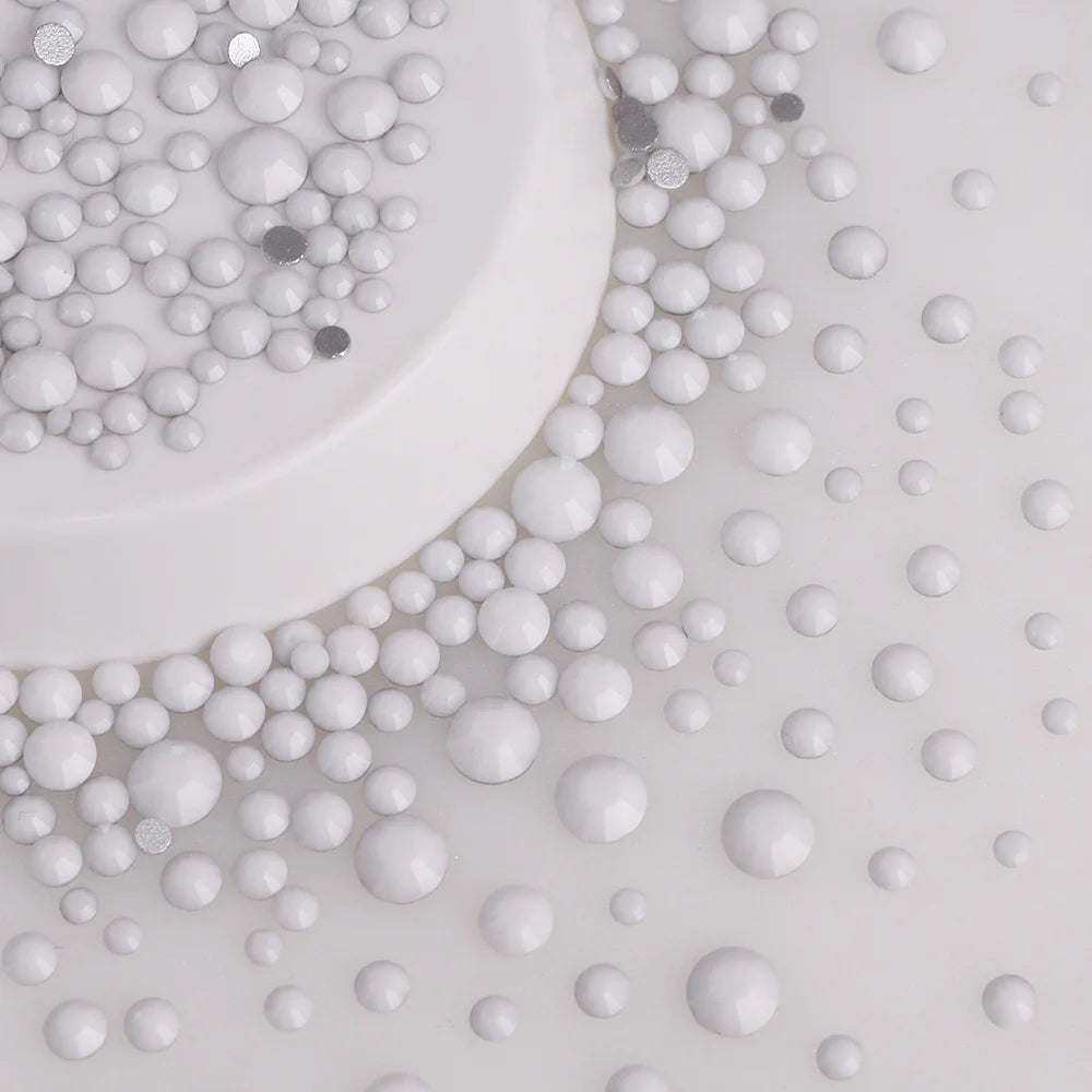 SS3-SS20 Mix Size Glitter Glass Round Rhinestones Silver Bottom Non Hotfix Small Size Crystal For Nail Art Clothes Decoration