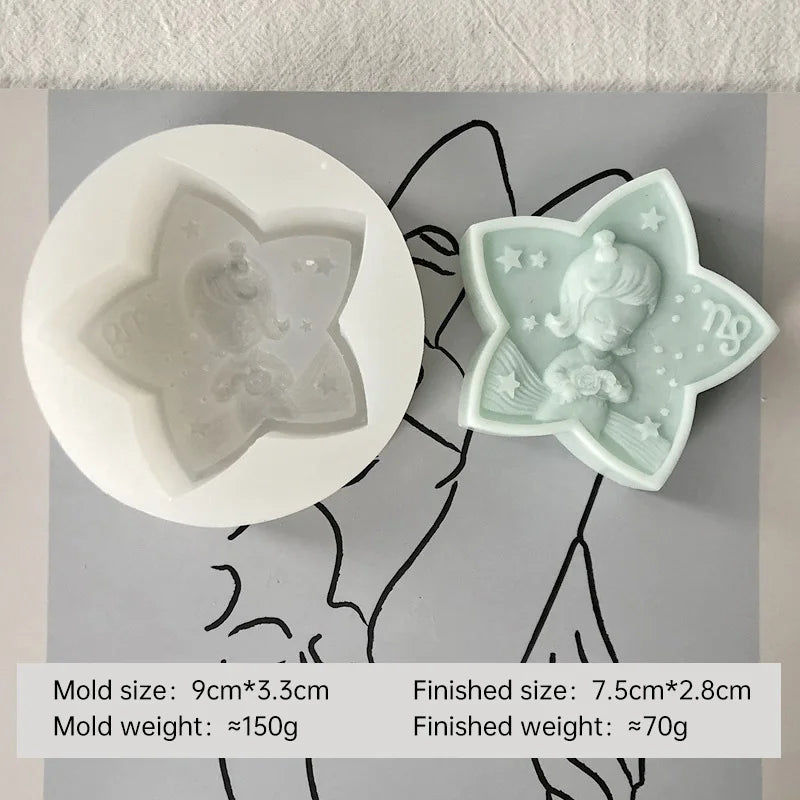 Twelve Horoscope Scented Candle Silicone Mold DIY Pentagram Constellation Aries Leo Gypsum Resin Handmade Soap Mould