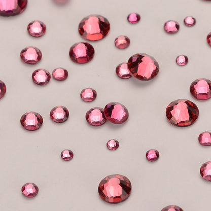 SS3-SS20 Mix Size Glitter Glass Round Rhinestones Silver Bottom Non Hotfix Small Size Crystal For Nail Art Clothes Decoration