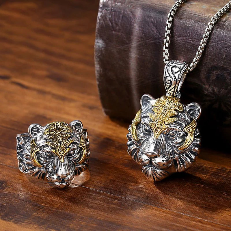 High Quality Fashion Creative Tiger Head Domineering Pendant Mature Man Personality Beast Zodiac Necklace Birthday Gift