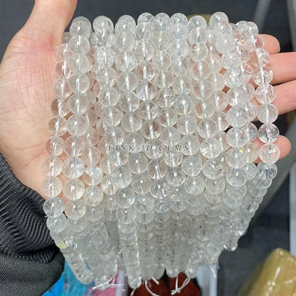 3A Natural Rock Quartz Beads Round Loose Spacer Flaws White Crystal For Jewelry Making Bracelet Necklace Diy Accessory Findings