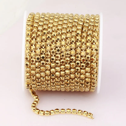 PEESOM SS6-SS18 Crystal Rhinestone Cup Chain Sew on Glass Rhinestone Trim Chain Glue On Colorful Crystal Cup Chain for DIY Craft