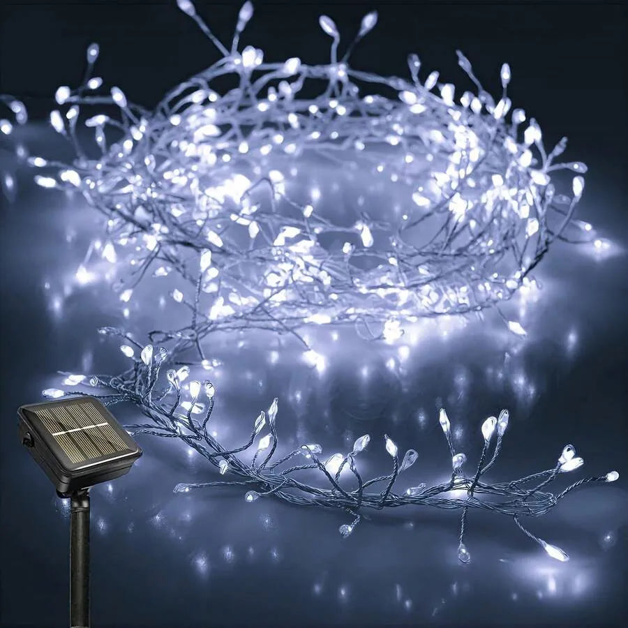 Dây Đèn Led Năng Lượng Mặt Trời Ngoài Trời Hình Pháo Hoa, Dây Đèn Đồng 8 Chế Độ Dùng Trang Trí Đám Cưới Cắm Trại Giáng Sinh