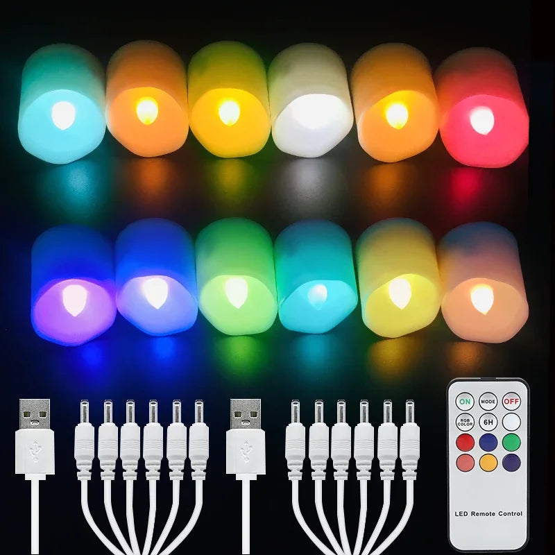 Rechargeable Led Candles Timer Remote LED Light Flameless For Wedding Room Garden Holiday Lighting Home Decor Tea Candle Lamp