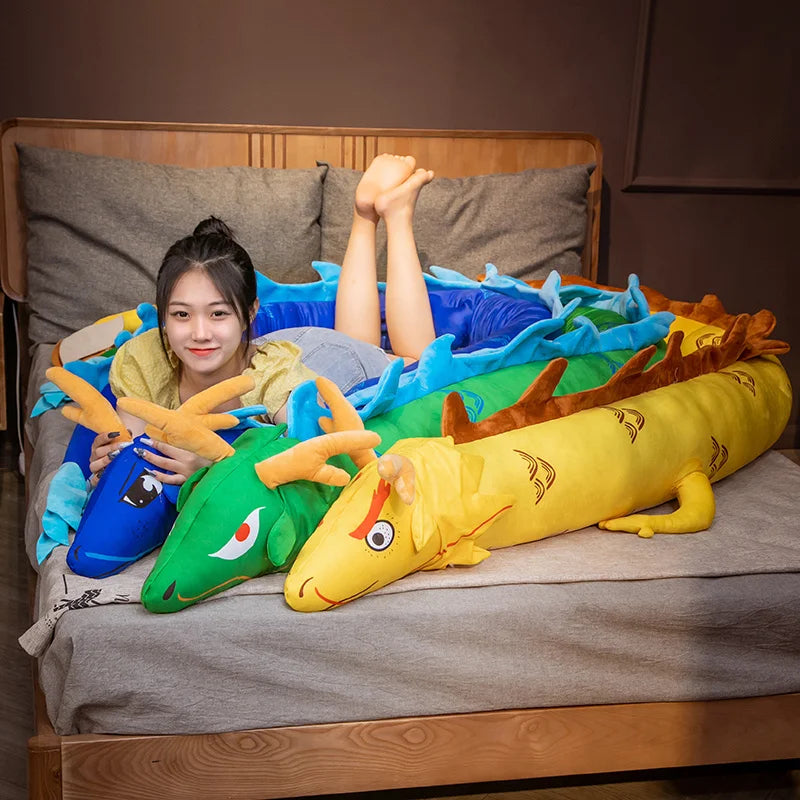 220CM Chinese Style Zodiac Dragon Plush Toys Stuffed Dinosaur PLush Dolls Animal Sleep Long Pillow Birthday Gift for Boy Kids