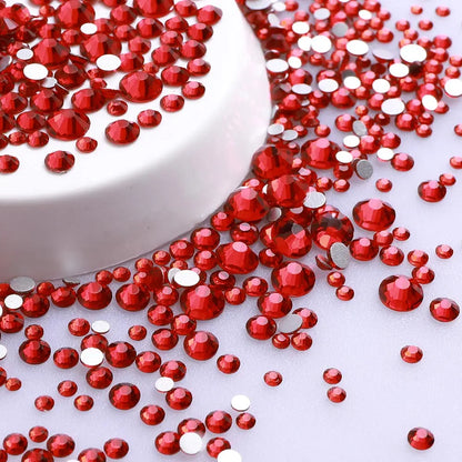 SS3-SS20 Mix Size Glitter Glass Round Rhinestones Silver Bottom Non Hotfix Small Size Crystal For Nail Art Clothes Decoration