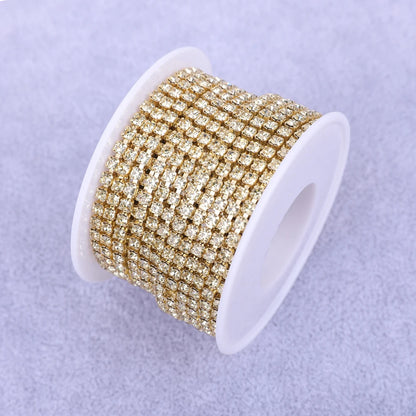 Crystal 10 Yard Rhinestones Trim Stone Cup Chain Gold Diamond Strass Decorative Applique Crystal Trimmings For Dresses