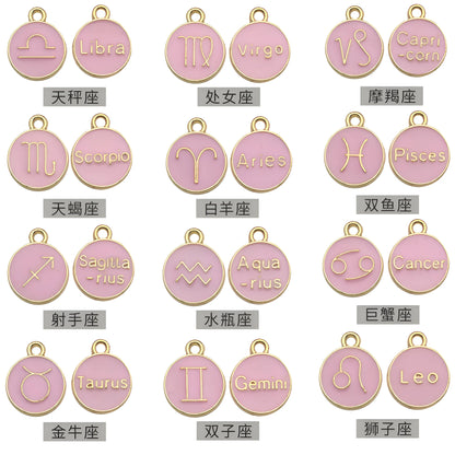 Accessoires de la série des 12 symboles du zodiaque, breloques pendentifs émaillés double face pour bracelets, colliers et boucles d'oreilles.