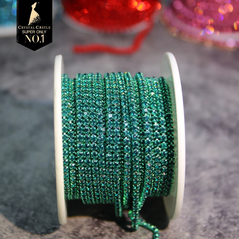 Rhinestones Chain Roll Tassel 1/10Yard Crystal Ribbon Strass Banding Sew On Gold Rhinestone Trim Strip Cup Chains For Needlework