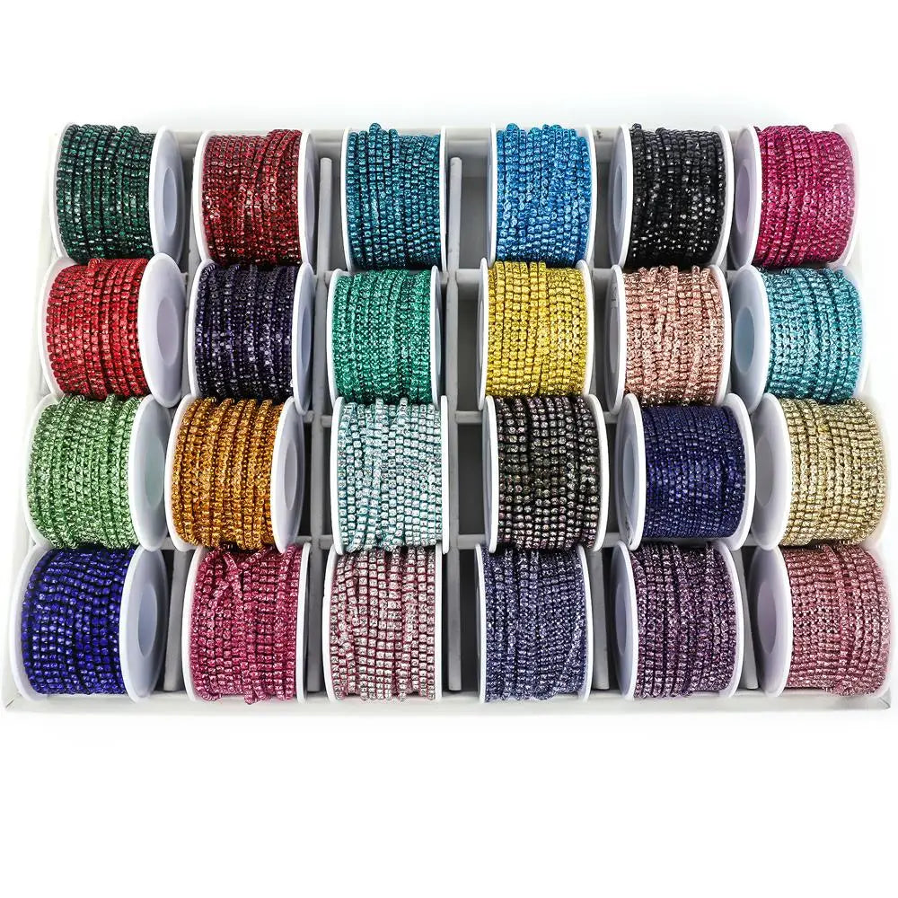 Crystal 10 Yard Rhinestones Trim Stone Cup Chain Gold Diamond Strass Decorative Applique Crystal Trimmings For Dresses