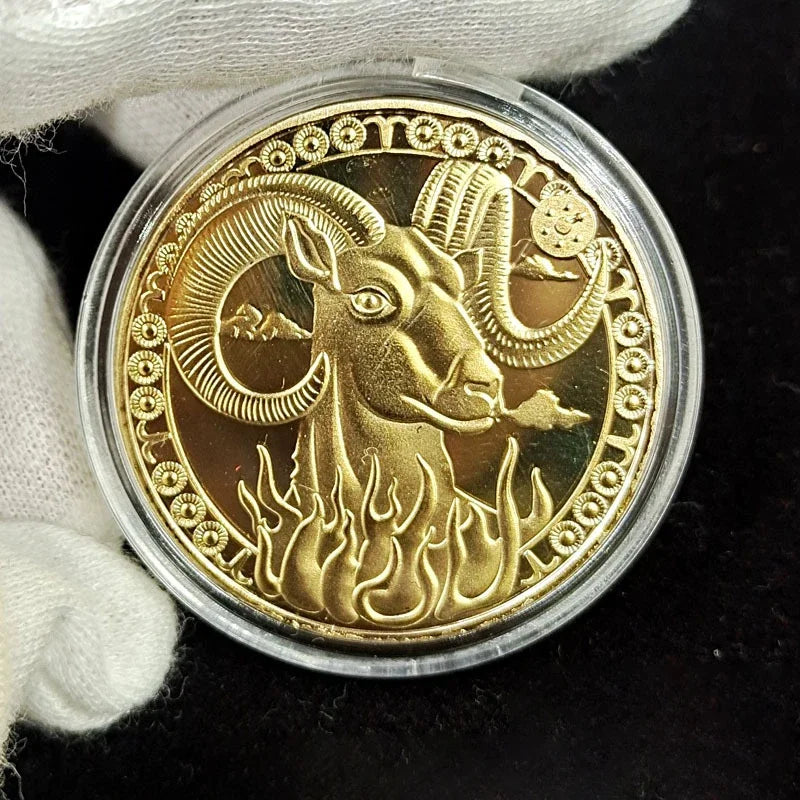 Pièce de monnaie souvenir du zodiaque de 4 cm, collection physique à collectionner, métal porte-bonheur, décorations d'intérieur antiques