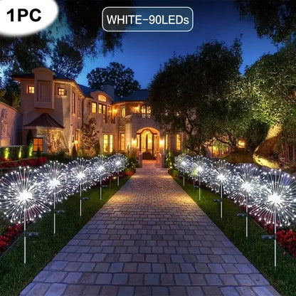 200LEDs Solar Fireworks Lights Outdoor Waterproof Solar Garden Lights 8 Lighting Modes With Remote Control Decorations Light