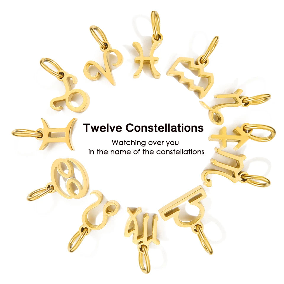 12 signes du zodiaque Pendentif Accessoires Collier Constellation en Acier Inoxydable Cadeau d'Anniversaire
