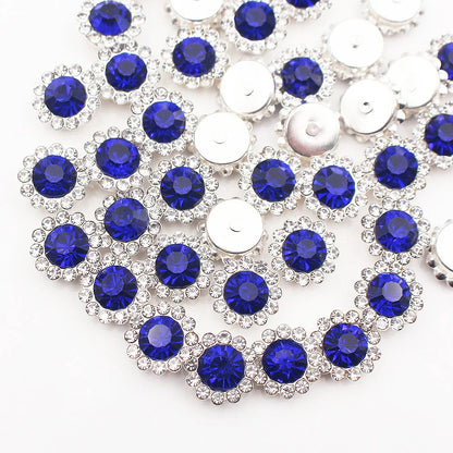 8mm-12mm Sunflower Sewing Claw Rhinestones Crystals Glass Beads Buttons Stones Sew On Rhinestone for Clothes Sewing Accessories