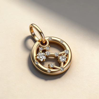 Hạt Charm Mạ Vàng Lấp Lánh 12 Cung Hoàng Đạo Mặt Dây Chuyền Hợp Vòng Tay Bạc Dạng Rắn, Vòng Cổ, Hạt Để Tự Làm Trang Sức Quà Tặng Nữ
