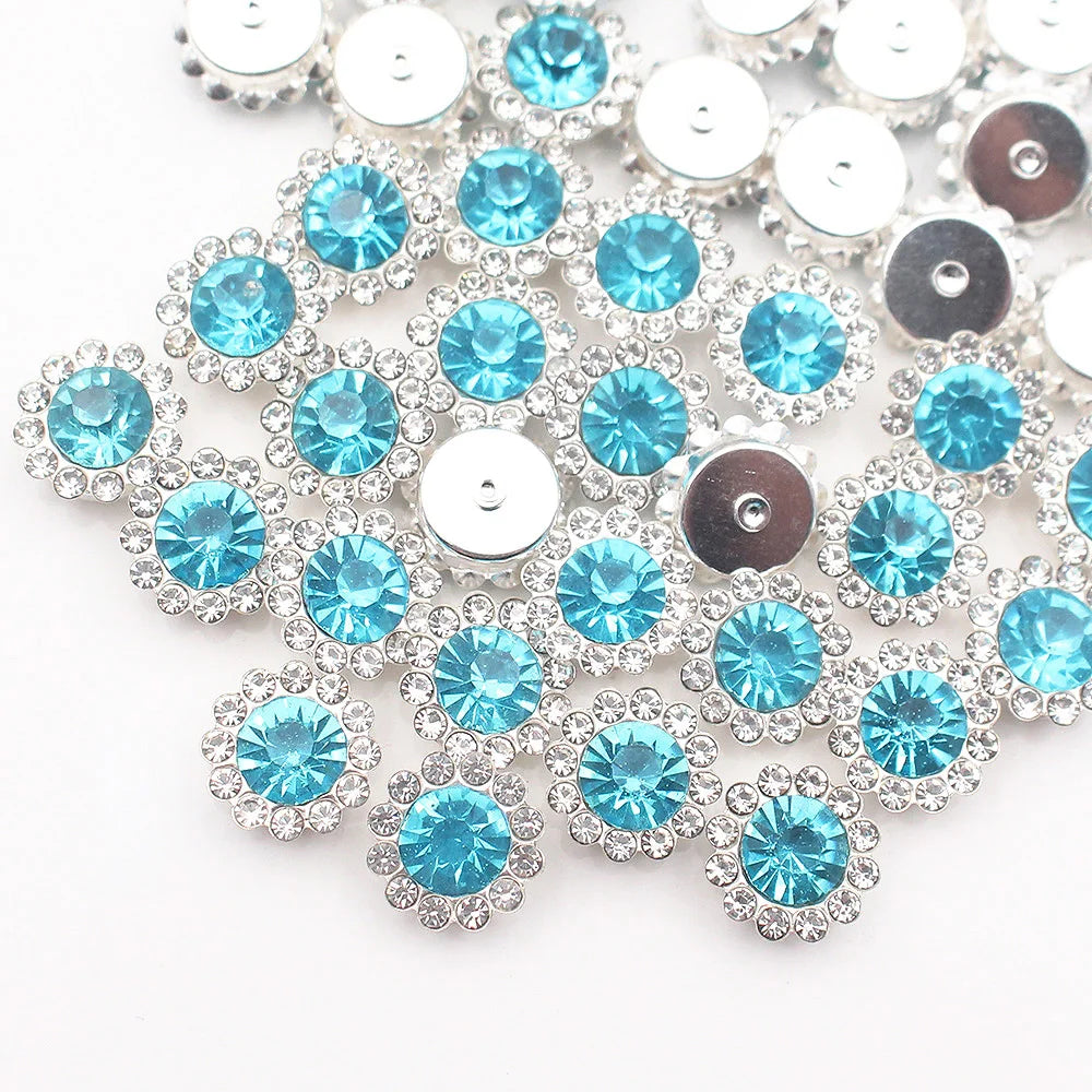 8mm-12mm Sunflower Sewing Claw Rhinestones Crystals Glass Beads Buttons Stones Sew On Rhinestone for Clothes Sewing Accessories